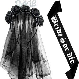 Gothic Rose Flower Headband Bridal Bachelorette Party Decoration Supplies